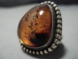 One Of The Best Vintage Native American Jewelry Navajo Ancient Tree Sap Sterling Silver Ring Old-Nativo Arts