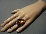 One Of The Best Vintage Native American Jewelry Navajo Ancient Tree Sap Sterling Silver Ring Old-Nativo Arts