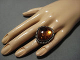 One Of The Best Vintage Native American Jewelry Navajo Ancient Tree Sap Sterling Silver Ring Old-Nativo Arts