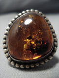 One Of The Best Vintage Native American Jewelry Navajo Ancient Tree Sap Sterling Silver Ring Old-Nativo Arts