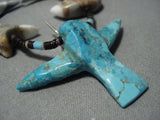One Of The Best Vintage Native American Jewelry Navajo Bird Fetish Turquoise Sterling Silver Necklace-Nativo Arts