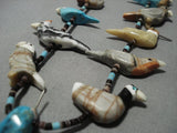 One Of The Best Vintage Native American Jewelry Navajo Bird Fetish Turquoise Sterling Silver Necklace-Nativo Arts