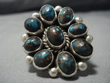 One Of The Best Vintage Native American Jewelry Navajo Bisbee Turquoise Sterling Silver Ring Old-Nativo Arts
