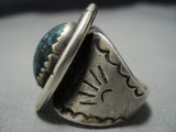 One Of The Best Vintage Native American Jewelry Navajo Bisbee Turquoise Sterling Silver Ring Old-Nativo Arts