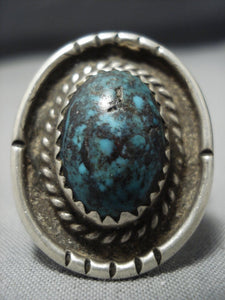 One Of The Best Vintage Native American Jewelry Navajo Bisbee Turquoise Sterling Silver Ring Old-Nativo Arts