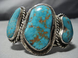 One Of The Best Vintage Native American Jewelry Navajo Blue Thunder Turquoise Sterling Silver Bracelet-Nativo Arts