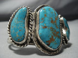 One Of The Best Vintage Native American Jewelry Navajo Blue Thunder Turquoise Sterling Silver Bracelet-Nativo Arts