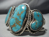 One Of The Best Vintage Native American Jewelry Navajo Blue Thunder Turquoise Sterling Silver Bracelet-Nativo Arts