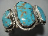 One Of The Best Vintage Native American Jewelry Navajo Blue Thunder Turquoise Sterling Silver Bracelet-Nativo Arts