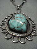 One Of The Best Vintage Native American Jewelry Navajo Carico Lake Turquoise Sterling Silver Necklace-Nativo Arts