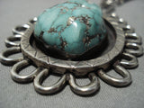 One Of The Best Vintage Native American Jewelry Navajo Carico Lake Turquoise Sterling Silver Necklace-Nativo Arts
