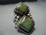 One Of The Best Vintage Native American Jewelry Navajo Green Turquoise Sterling Silver Ring-Nativo Arts