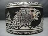 One Of The Best Vintage Native American Jewelry Navajo Thomas Singer Sterling Silver Eagle Bracelet-Nativo Arts