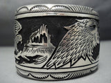 One Of The Best Vintage Native American Jewelry Navajo Thomas Singer Sterling Silver Eagle Bracelet-Nativo Arts