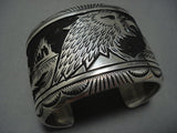 One Of The Best Vintage Native American Jewelry Navajo Thomas Singer Sterling Silver Eagle Bracelet-Nativo Arts