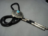 One Of The Best Vintage Native American Jewelry Navajo Thomas Singer Sterling Silver Turquoise Bolo Tie-Nativo Arts