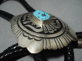 One Of The Best Vintage Native American Jewelry Navajo Thomas Singer Sterling Silver Turquoise Bolo Tie-Nativo Arts