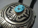 One Of The Best Vintage Native American Jewelry Navajo Thomas Singer Sterling Silver Turquoise Bolo Tie-Nativo Arts