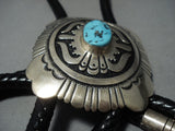 One Of The Best Vintage Native American Jewelry Navajo Thomas Singer Sterling Silver Turquoise Bolo Tie-Nativo Arts