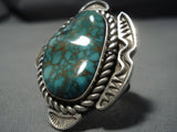 One Of The Best Vintage Native American Jewelry Navajo Tommy Jackson Turquoise Sterling Silver Ring-Nativo Arts