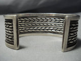 One Of The Best Vintage Native American Jewelry Navajo Turquoise Inlay Sterling Silver Bracelet Old-Nativo Arts