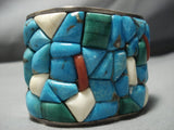 One Of The Best Vintage Native American Jewelry Navajo Turquoise Sterling Silver Heavy Inlay Bracelet-Nativo Arts