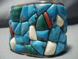 One Of The Best Vintage Native American Jewelry Navajo Turquoise Sterling Silver Heavy Inlay Bracelet-Nativo Arts