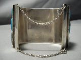 One Of The Best Vintage Native American Jewelry Navajo Turquoise Sterling Silver Heavy Inlay Bracelet-Nativo Arts