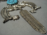 One Of The Best Vintage Native American Jewelry Navajo Turquoise Sterling Silver Huge Necklace-Nativo Arts
