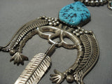 One Of The Best Vintage Native American Jewelry Navajo Turquoise Sterling Silver Huge Necklace-Nativo Arts