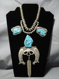 One Of The Best Vintage Native American Jewelry Navajo Turquoise Sterling Silver Huge Necklace-Nativo Arts
