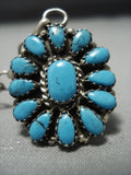 One Of The Best Vintage Native American Jewelry Navajo Turquoise Sterling Silver Slave Bracelet Ring Set-Nativo Arts