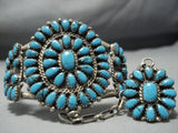One Of The Best Vintage Native American Jewelry Navajo Turquoise Sterling Silver Slave Bracelet Ring Set-Nativo Arts