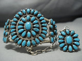 One Of The Best Vintage Native American Jewelry Navajo Turquoise Sterling Silver Slave Bracelet Ring Set-Nativo Arts