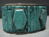 One Of The Best Vintage Native American Jewelry Zuni Green Turquoise Sterling Silver Bracelet Old-Nativo Arts
