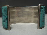 One Of The Best Vintage Native American Jewelry Zuni Green Turquoise Sterling Silver Bracelet Old-Nativo Arts