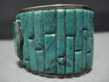 One Of The Best Vintage Native American Jewelry Zuni Green Turquoise Sterling Silver Bracelet Old-Nativo Arts
