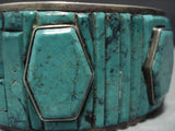 One Of The Best Vintage Native American Jewelry Zuni Green Turquoise Sterling Silver Bracelet Old-Nativo Arts