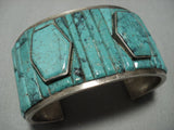One Of The Best Vintage Native American Jewelry Zuni Green Turquoise Sterling Silver Bracelet Old-Nativo Arts