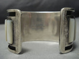 One Of The Best Vintage Native American Jewelry Zuni Inlay Mother Pearl Sterling Silver Bracelet Cuff-Nativo Arts
