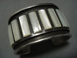 One Of The Best Vintage Native American Jewelry Zuni Inlay Mother Pearl Sterling Silver Bracelet Cuff-Nativo Arts