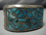 One Of The Best Vintage Native American Jewelry Zuni Turquoise Inlay Sterling Silver Bracelet Old Cuff-Nativo Arts