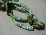 One Of The Best Vintage Native American Navajo Royston Turquoise Heishi Squaw Tie Necklace-Nativo Arts