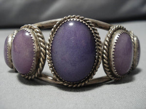 One Of The Best Vintage Native American Navajo Sugulite Sterling Silver Bracelet Old-Nativo Arts