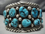 One Of The Best Vintage Native American Navajo Tom Moore Turquoise Sterling Silver Bracelet Old-Nativo Arts