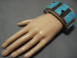 One Of The Best Vintage Native American Navajo Turquoise Sterling Silver Bracelet Old-Nativo Arts