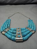 One Of The Best Vintage Native American Navajo Turquoise Sterling Silver Choker Necklace-Nativo Arts