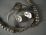 One Of The Best Vintage Navajo Appaloosa Native American Jewelry Silver Necklace Bracelet Set-Nativo Arts