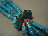 One Of The Best Vintage Navajo Native American Jewelry jewelry Blue Gem Turquoise Heishi Necklace-Nativo Arts