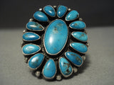 One Of The Best Vintage Navajo Native American Jewelry jewelry Cluster Ring- Bisbee Turquoise-Nativo Arts